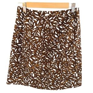 Milly of New York Sz 2 Brown Cotton Floral Skirt